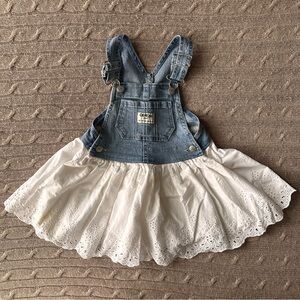 EUC OshKosh Baby Girl Denim Overall Dress, 18 Months